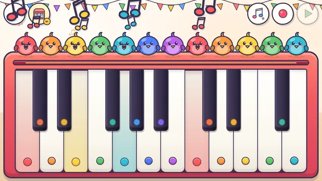 The bird piano: the birds above the pressed keys are singing