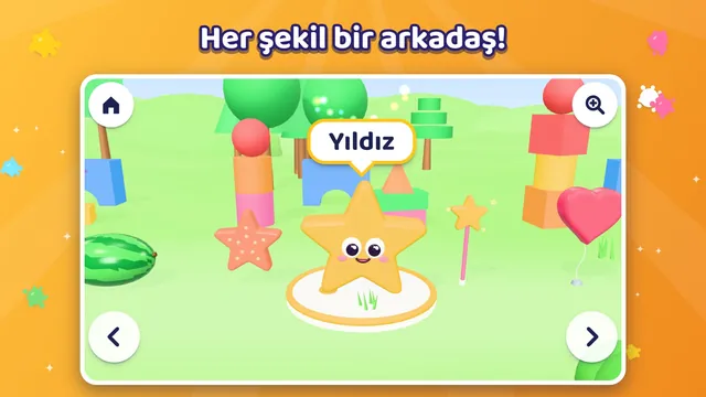 Yıldız şekli; yanında deniz yıldızı ve sihirli değnek