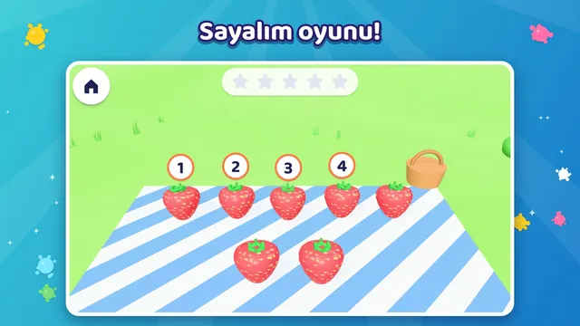 Sayalım oyunu: piknik örtüsündeki çilekleri saymak