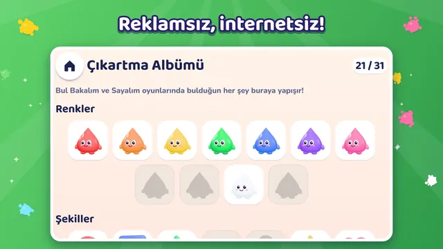 Çıkartma albümü: renkler, şekiller ve sayılar