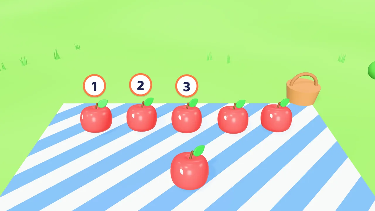 Colors Shapes Numbers: counting apples on a picnic blanket