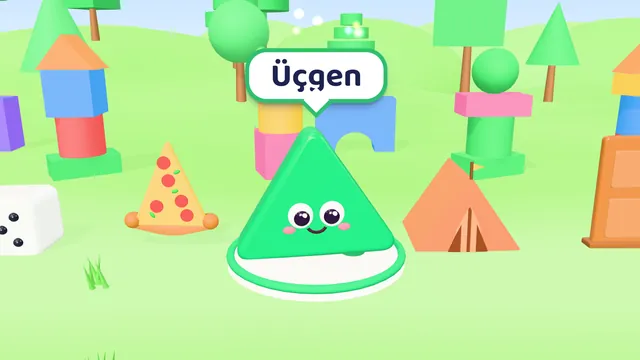 Üçgen; yanında pizza dilimi ve çadır
