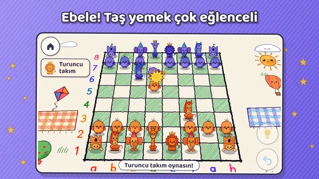 Ebeleme: turuncu civciv mor civcivi yakalıyor, yıldızlar uçuşuyor