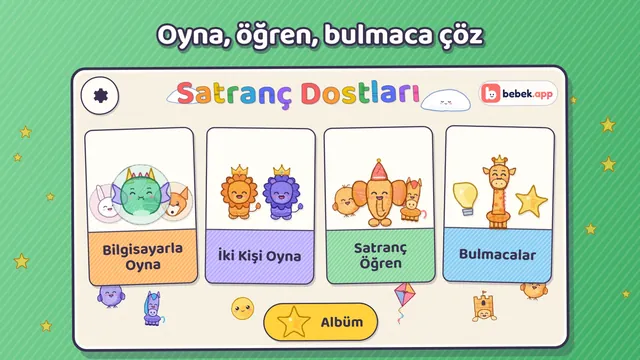 Ana ekran: Oyna, İki kişi, Öğren ve Bulmaca