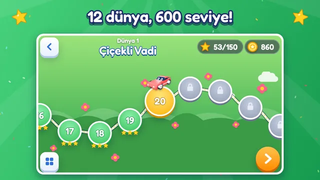 12 dünya, 600 seviye: seviye haritası