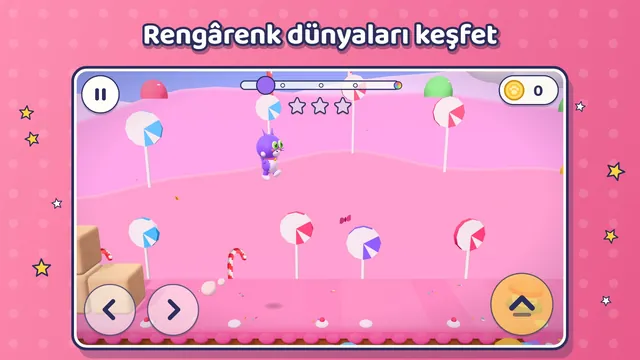 Şeker Diyarı: kedi lolipopların arasında zıplıyor