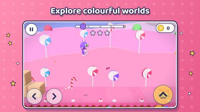 Candy Land: the cat jumps between lollipops