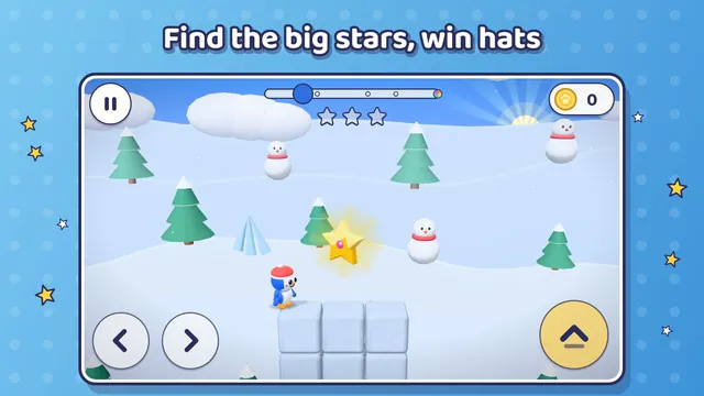 Snowy Hills: the penguin next to a shining big star